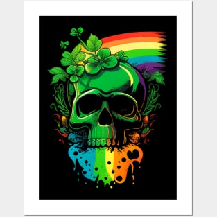 Rainbow skull Posters and Art